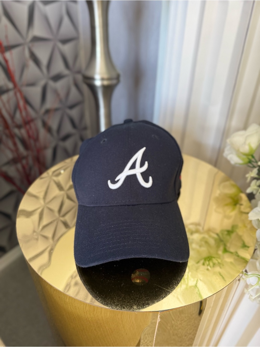 NWOT New Era Atlanta Braves 39THIRTY Stretch Fit Hat Cap Navy Blue - Size M/L
